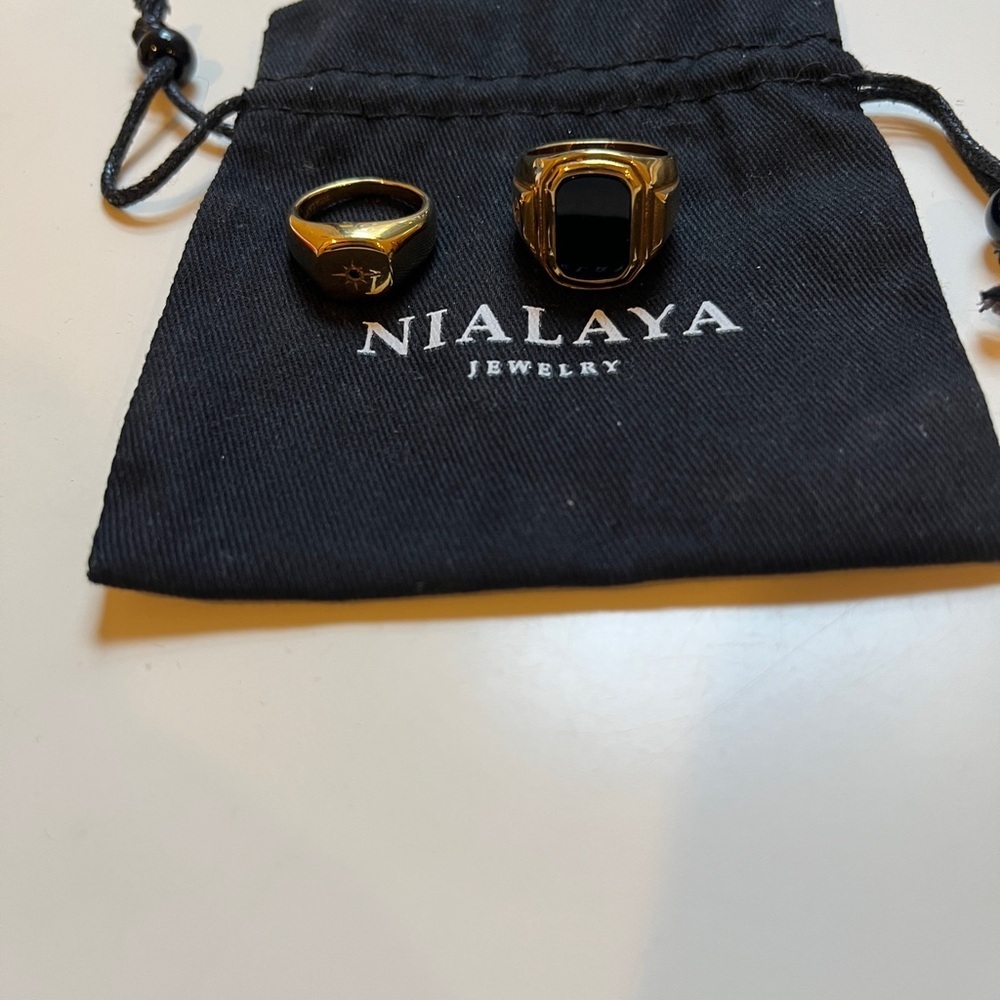 Gold Signet Ring - Black Onyx Accent - Picture 4 of 5